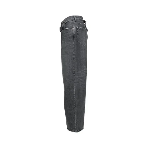 Buckle Super Wide Denim Pants / Blk D