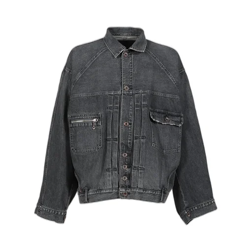 Vintage Washed Denim Jacket / Blk Inception
