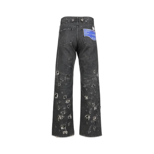 Straight Denim Pants / Blk Damage