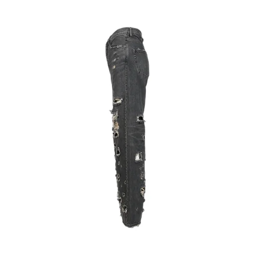 Straight Denim Pants / Blk Damage
