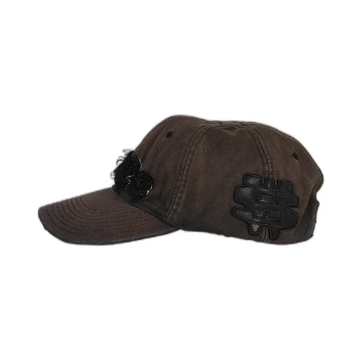 Distressed Logo Cap / Washed Blk