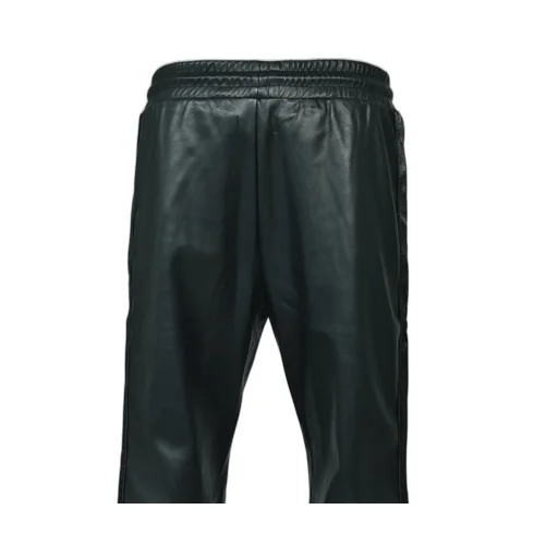 Faux Leather Track Pants / Blk