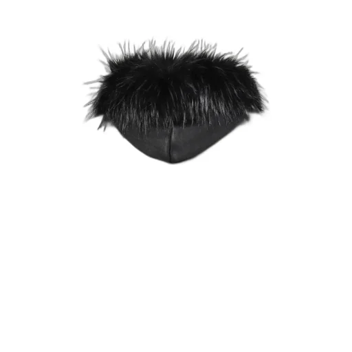 Star Teddy Fur Hoodie / Black