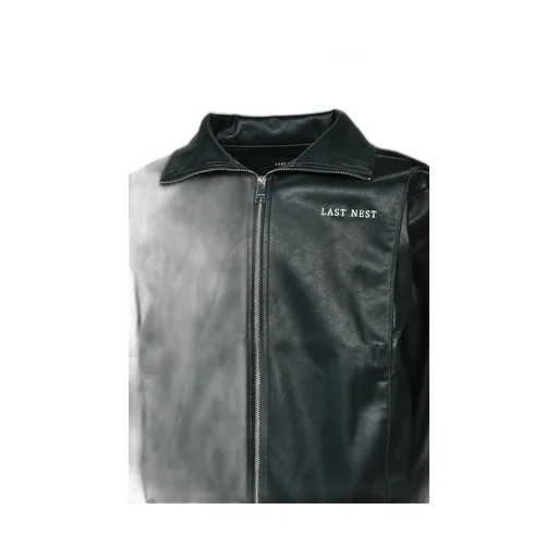 Faux Leather Track Jacket / Blk