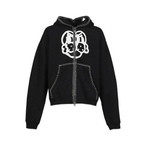 Hand-Stitched Full Zip Hoodie / Blk