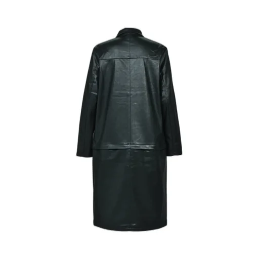 Faux Leather Coat W/Tote Bag / Blk