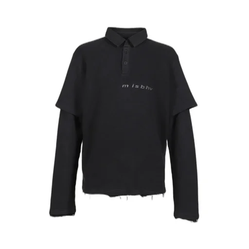 Layered Polo Longsleeve / Washed Blk