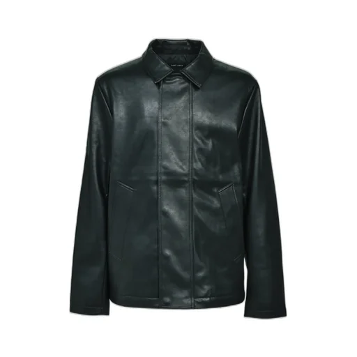 Faux Leather Coat W/Tote Bag / Blk