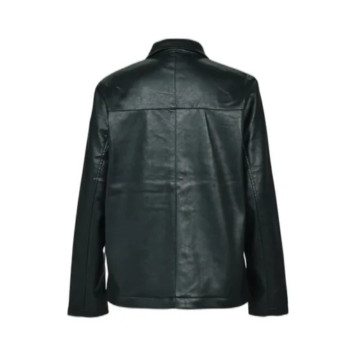 Faux Leather Coat W/Tote Bag / Blk