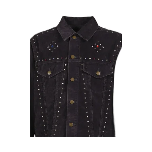 Studded Jean Jacket - 14W Corduroy / Blk