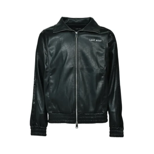 Faux Leather Track Jacket / Blk