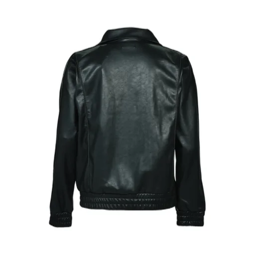 Faux Leather Track Jacket / Blk