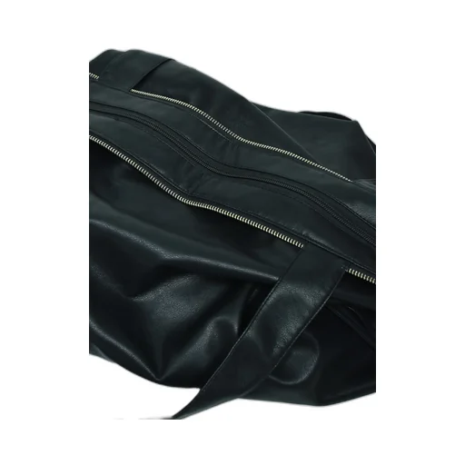 Faux Leather Coat W/Tote Bag / Blk