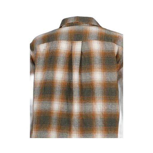 Ombre Check Damaged Wide Flannel Shirts / Yel×Grn