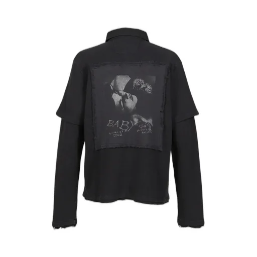 Layered Polo Longsleeve / Washed Blk
