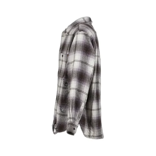 Ombre Check Damaged Wide Flannel Shirts / Pur×Blk