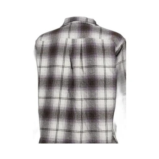 Ombre Check Damaged Wide Flannel Shirts / Pur×Blk