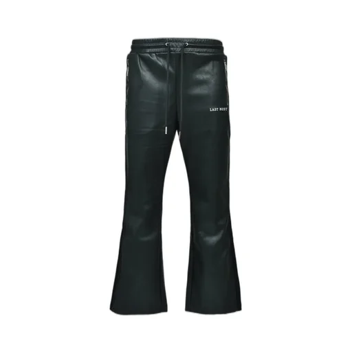 Faux Leather Track Pants / Blk