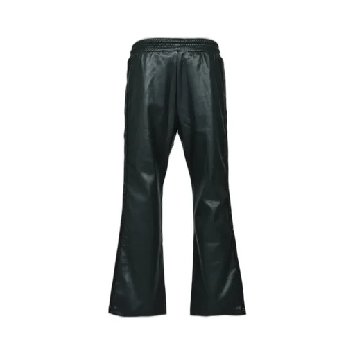 Faux Leather Track Pants / Blk