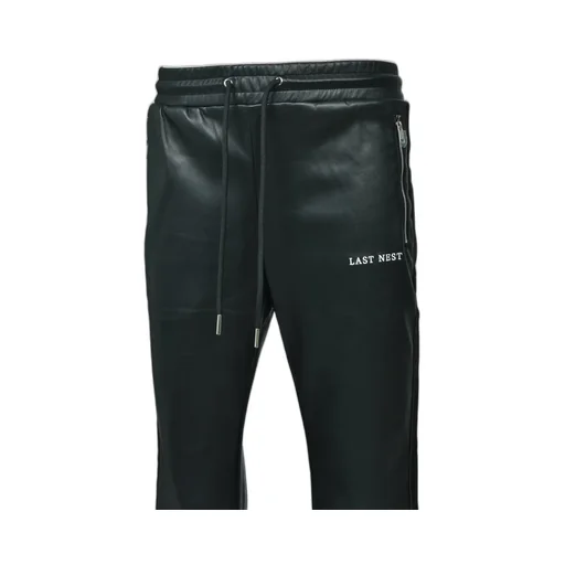 Faux Leather Track Pants / Blk