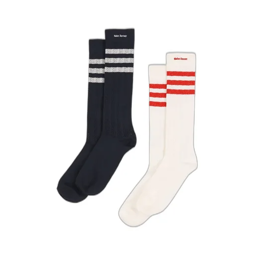 Wb Crochet High Sock / Chalk White / Night Navy