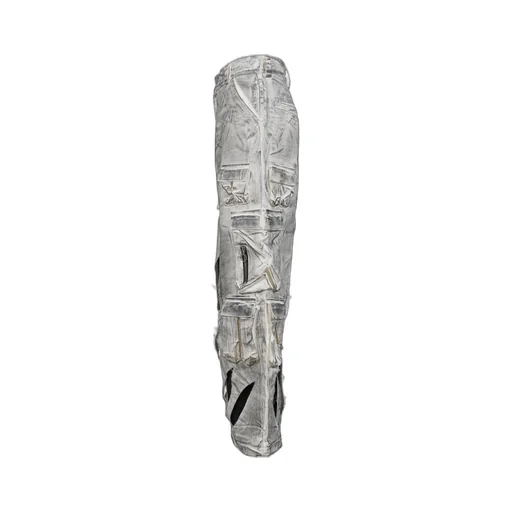Waxed White Cargo Trousers / Wht