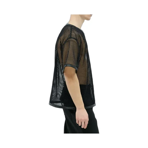 Jil Sander	Perforated Leather Trim Crewneck T-Shirt