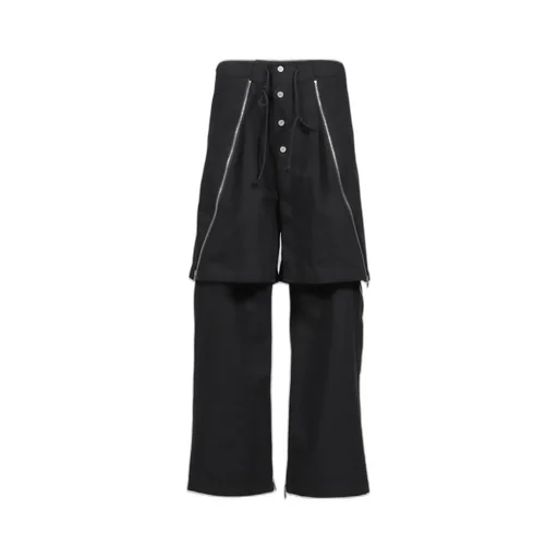 Double Layered Zip Trousers / Blk