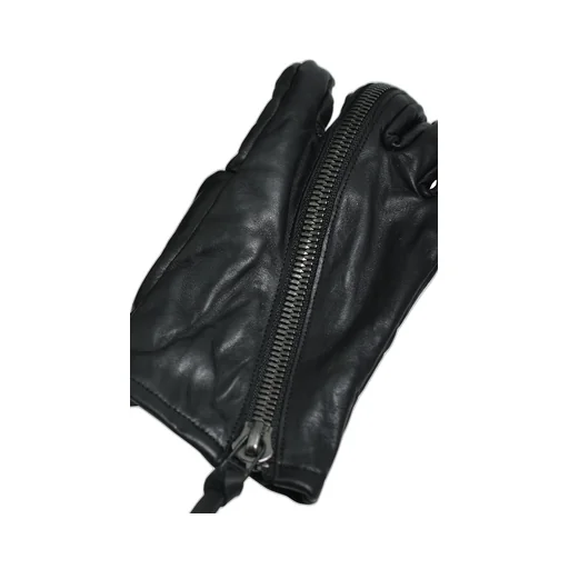 Horse Leather Zip Gloves / Black