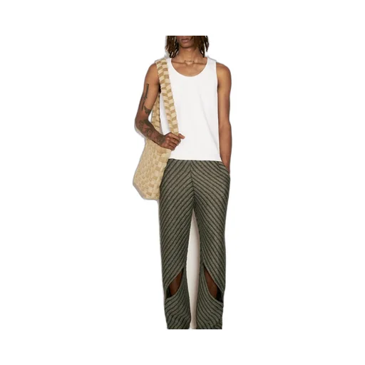 Isa Boulder Diagonal Knit Mid-Rise Pants