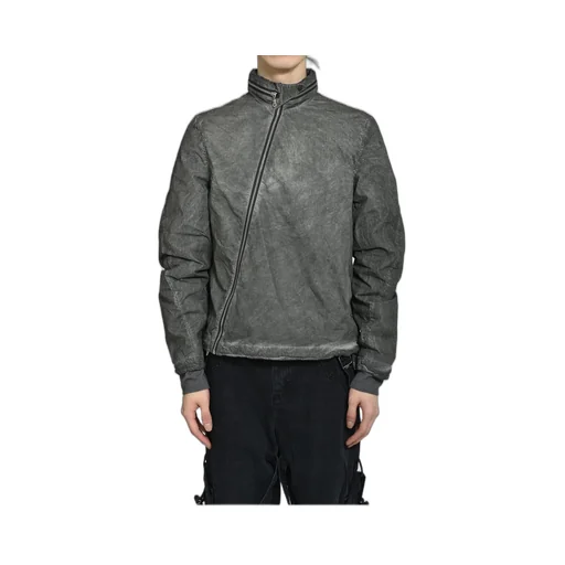 Diagonal Zip Explorer Jacket / Object Dyed Gray
