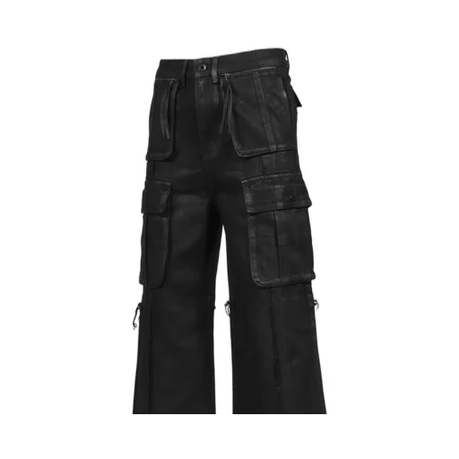 Cross Fringe Pants / Waxed Black