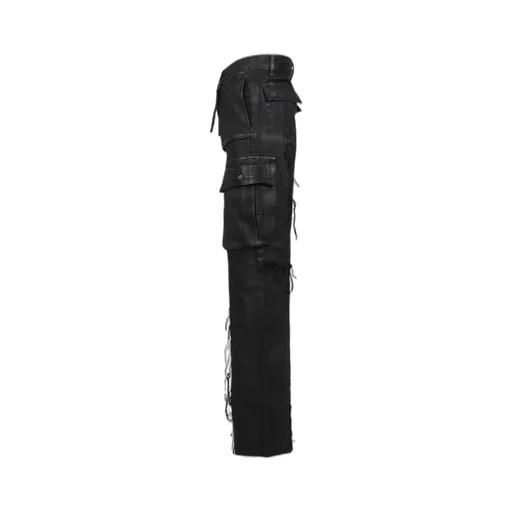 Cross Fringe Pants / Waxed Black