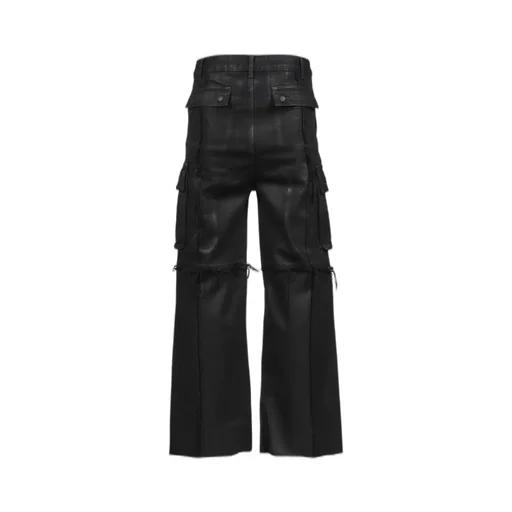 Cross Fringe Pants / Waxed Black