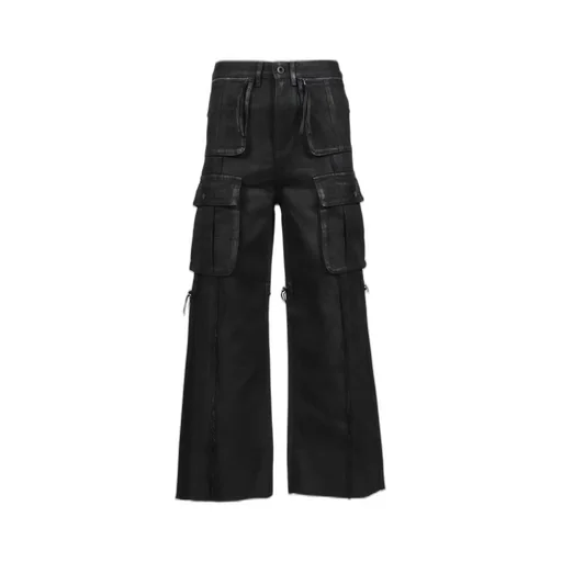 Cross Fringe Pants / Waxed Black