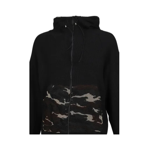 Waffle Knit Liner Zip Hoodie / Blk