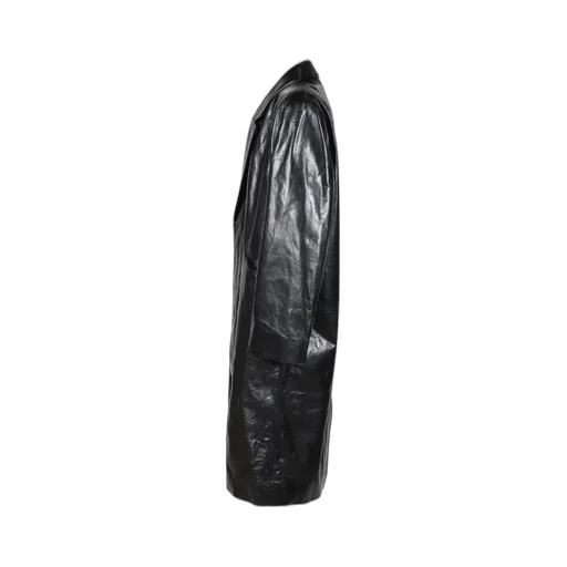 Single Breasted Leather Coat / Blk