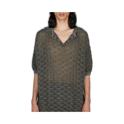 Isa Boulder Basket Weave Knitted Polo Shirt
