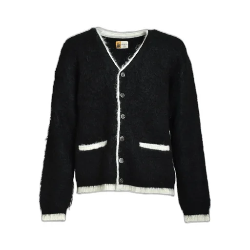 Knit Cardigan/Trim/Black