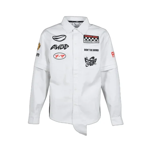 Layered Pit Crew Button Down / Wht