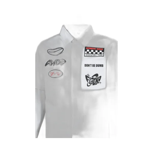 Layered Pit Crew Button Down / Wht