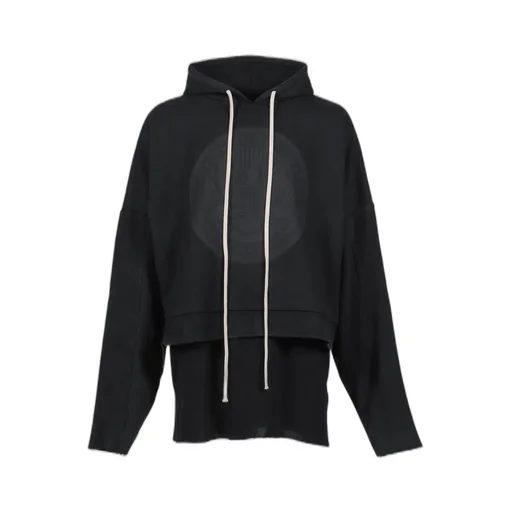 Cropped Hoodie Overlapped / Washed Blk