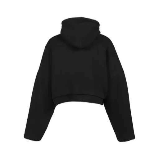 Mega Cropped Hoodie / Washed Blk