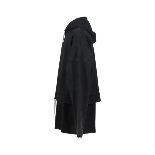 Cropped Hoodie Overlapped / Washed Blk