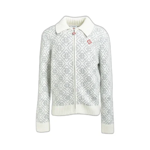 Silver Monogram Zip Up / Mohair Mix