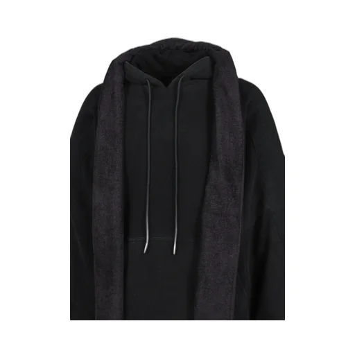 Mesh Shoulder Towel Hoodie / Washed Blk