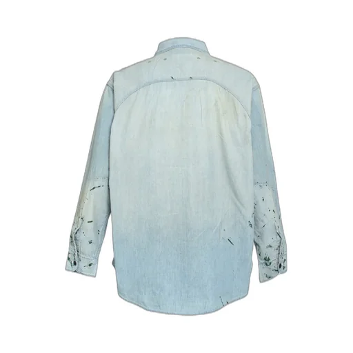 Paint Stained Chambray Shirt, Vent Holes / Aged Ind