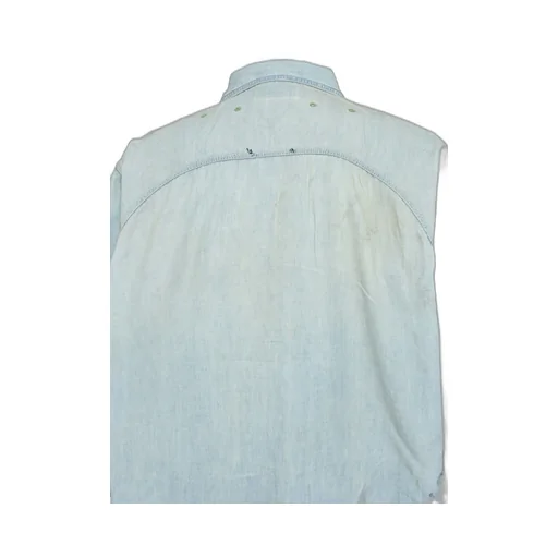 Paint Stained Chambray Shirt, Vent Holes / Aged Ind