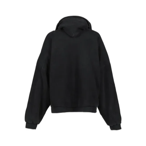 Mesh Shoulder Towel Hoodie / Washed Blk