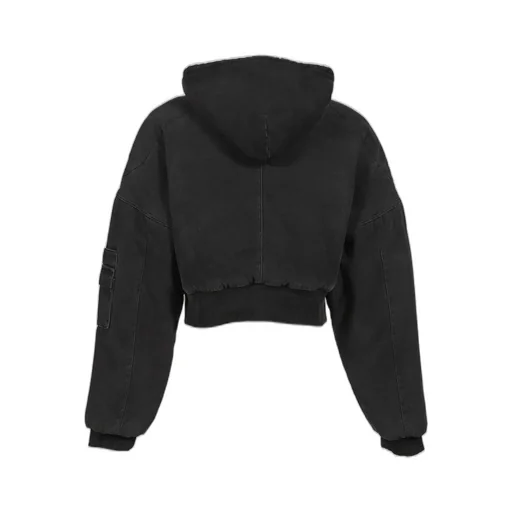 Berlin Cropped Bomber Jacket / Washed Blk